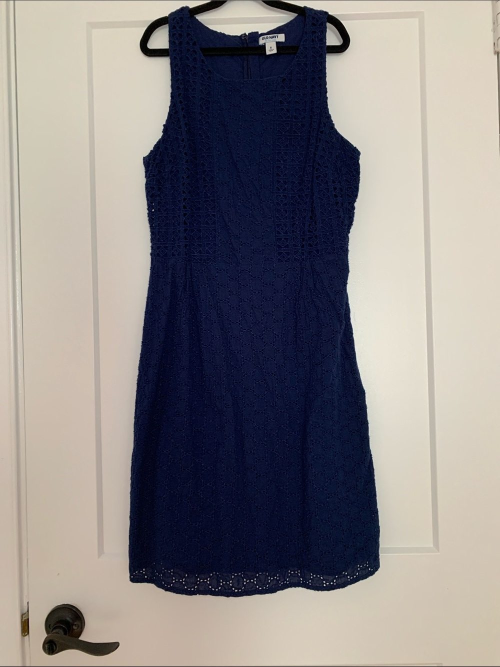 Old Navy Navy Blue Sleeveless Lace Sheath Dress